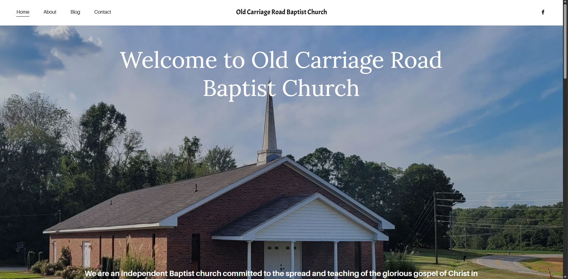 Old Carriage Road Baptist Church website screenshot